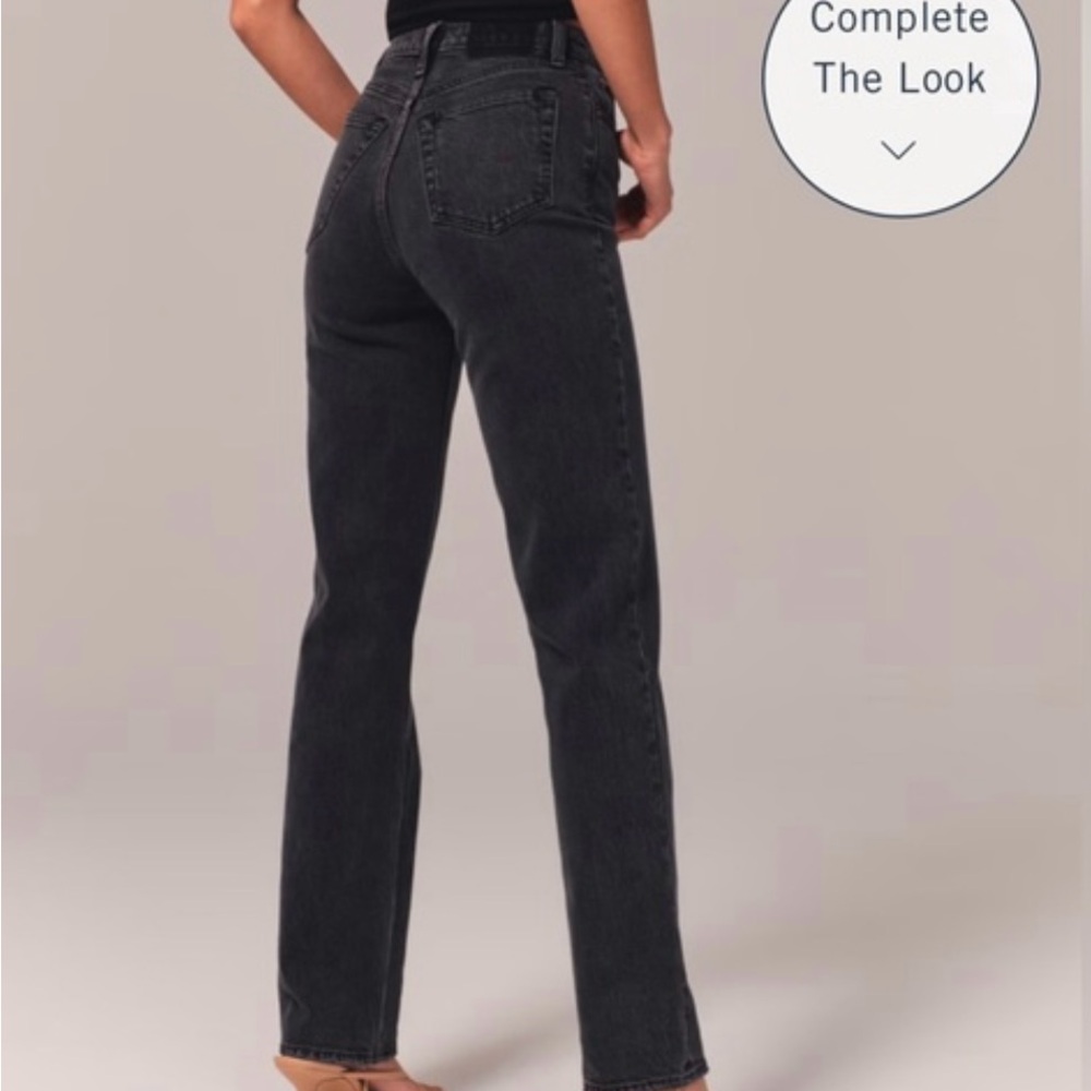Abercrombie 90s Straight Ultra High Rise Black Jeans